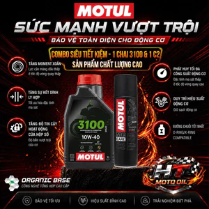 MOTUL Combo Dầu Nước Xe Máy 3100 Gold 4T 10W40 1L & Xịt Sên/Xích C2 Chain Lube Road 0.15L - Phụ Tùng Chất Lượng Cao