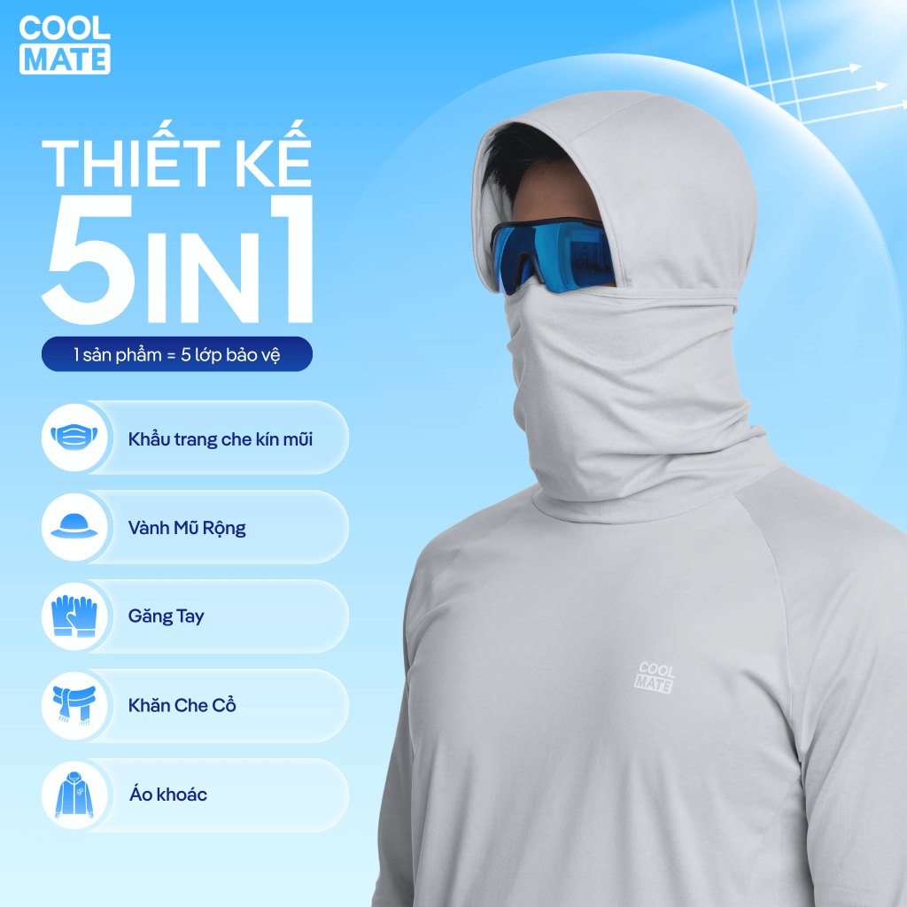 [TẶNG ÁO BA LỖ]Áo chống nắng Quick Dry Sun Protection UPF50 chống UV, thoáng mát, Áo hoodie tránh nắng Coolmate