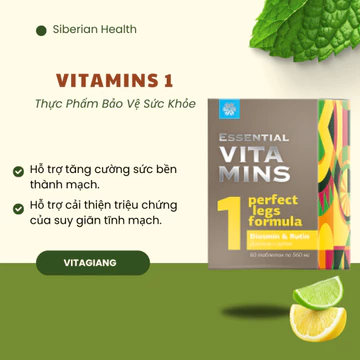 [Suy giãn tĩnh mạch]- Hàng Chính Hãng-Essential Vitamins 1 - Diosmine & Rutin Siberian-60V