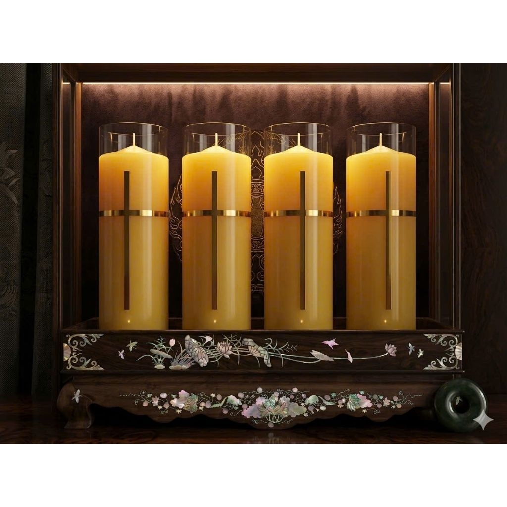 Bee Light - Nến Sáp Ong Nguyên Chất 100%, PV Thờ Phụng Công Giáo,Trang Trí Bàn Thờ Cao Cấp. KT: 18cm*7cm*650g /120h cháy