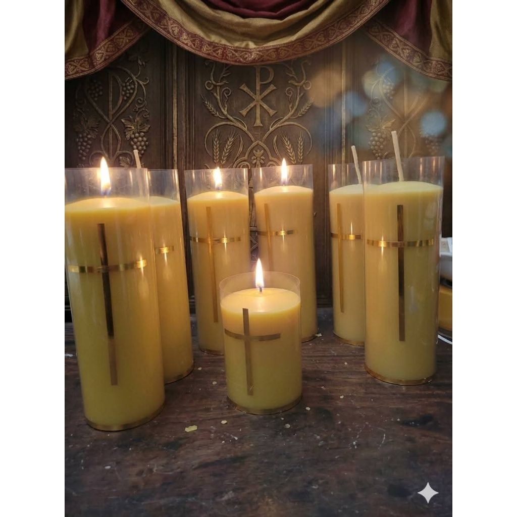 Bee Light - Nến Sáp Ong Nguyên Chất 100%, PV Thờ Phụng Công Giáo,Trang Trí Bàn Thờ Cao Cấp. KT: 18cm*7cm*650g /120h cháy