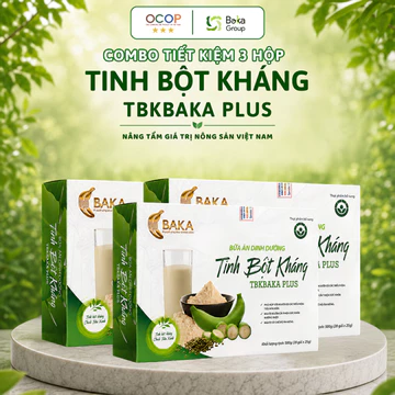 COMBO 3 Hộp Tinh Bột Kháng TBKBAKA PLUS Hỗ trợ cải thiện táo bón, tiêu chảy, đại tràng, hội chứng ruột