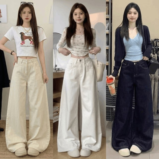 Quần Jean Suông Ống Rộng 28CM Nữ MIAA Dáng Dài Chất Jean Denim Mềm Cạp Cao Ôm Eo Hack Chân J09