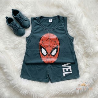 Set Bộ Ba Lỗ Bé Trai Spider-man Dễ Thương, Chất Thun Mềm Mát Thoáng Khí Mặc Hè Cho Bé 8-18kg