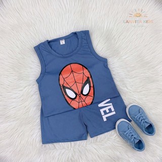 Set Bộ Ba Lỗ Bé Trai Spider-man Dễ Thương, Chất Thun Mềm Mát Thoáng Khí Mặc Hè Cho Bé 8-18kg