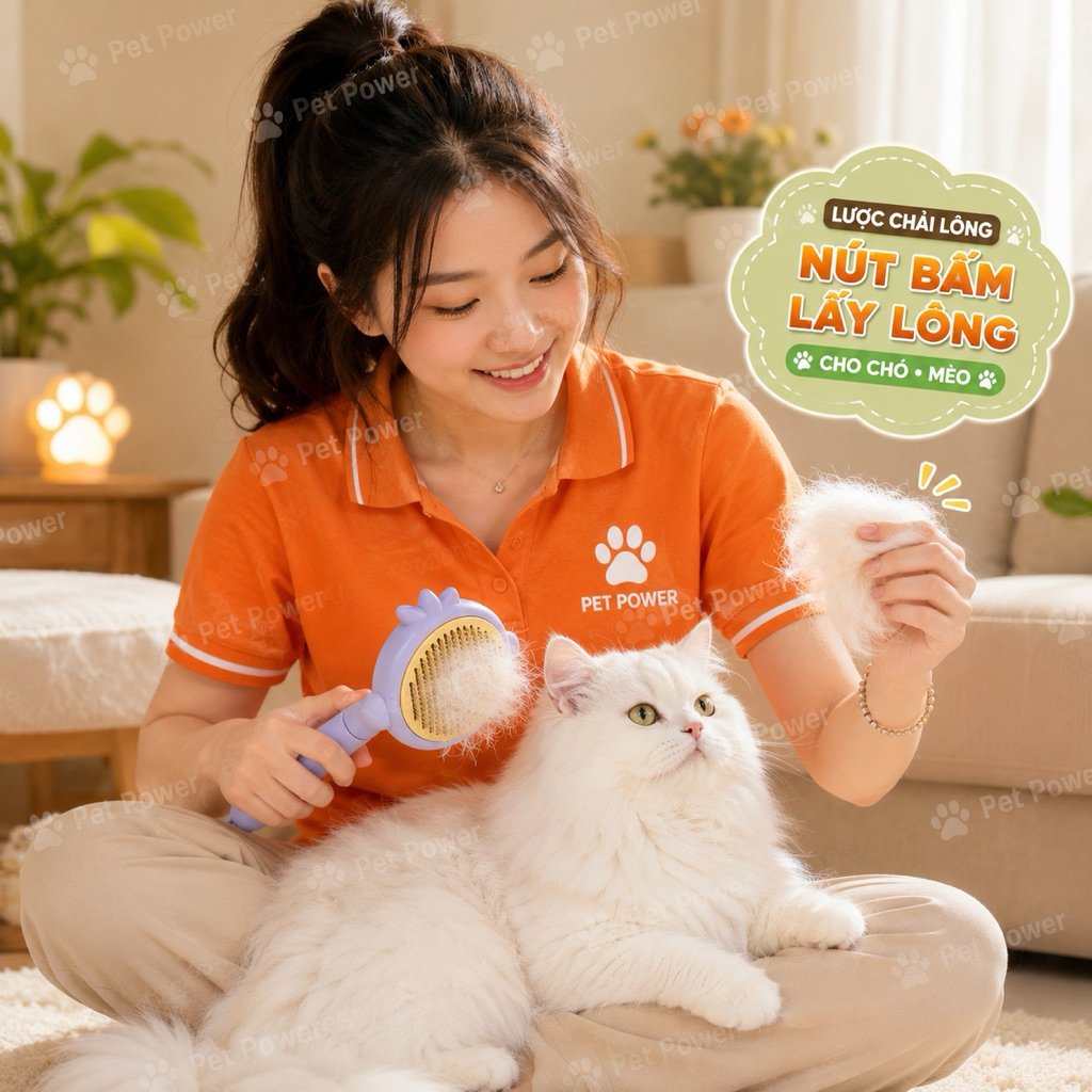 Lược Chải Lông Cho Chó Mèo Có Nút Bấm Lấy Lông - Gỡ Rối, Giảm Rụng, Nhiều Màu