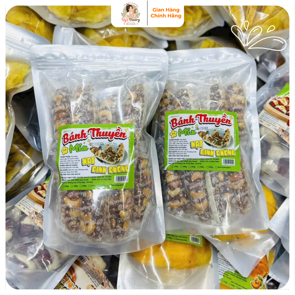 Bánh Thuyền Mix Hạt Dinh Dưỡng Cao Cấp 500g - Bánh Hạt Healthy Ăn Kiêng Giảm Cân
