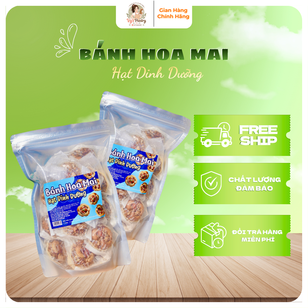 Bánh Hoa Mai Hạt Dinh Dưỡng 500g - Bánh Healthy Giòn Ngon Ăn Vặt Dinh Dưỡng