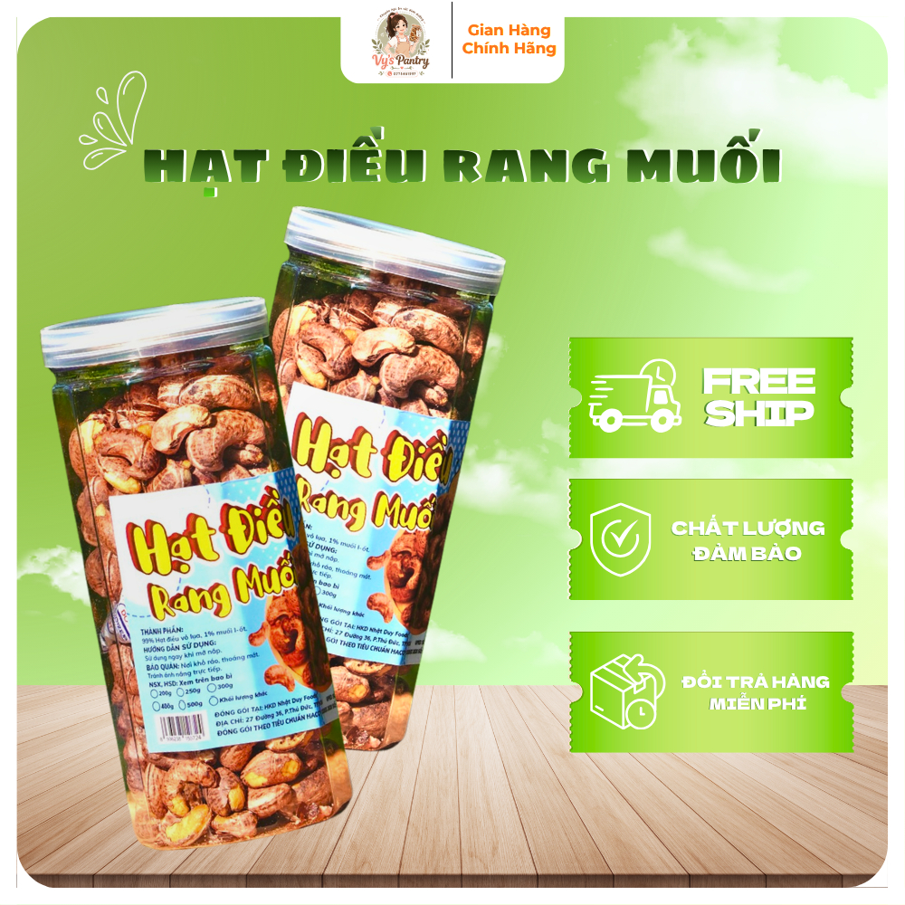 Hạt Điều Cồ Rang Muối Cao Cấp 500g - Hạt Điều Nguyên Hạt Thơm Béo Dinh Dưỡng