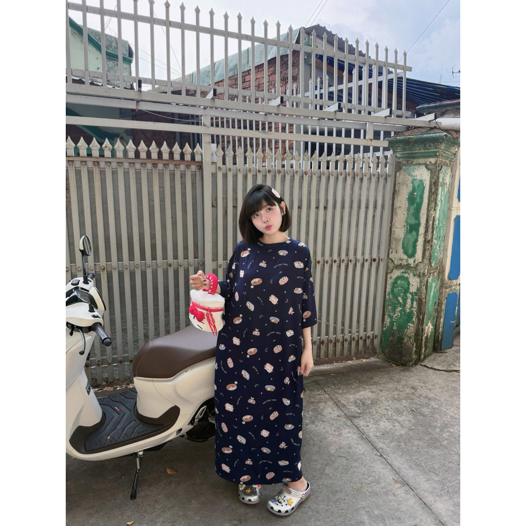 Đầm Suông Dáng Dài Vải Thun Cotton Nhiều Hoạ Tiết - NhưMini