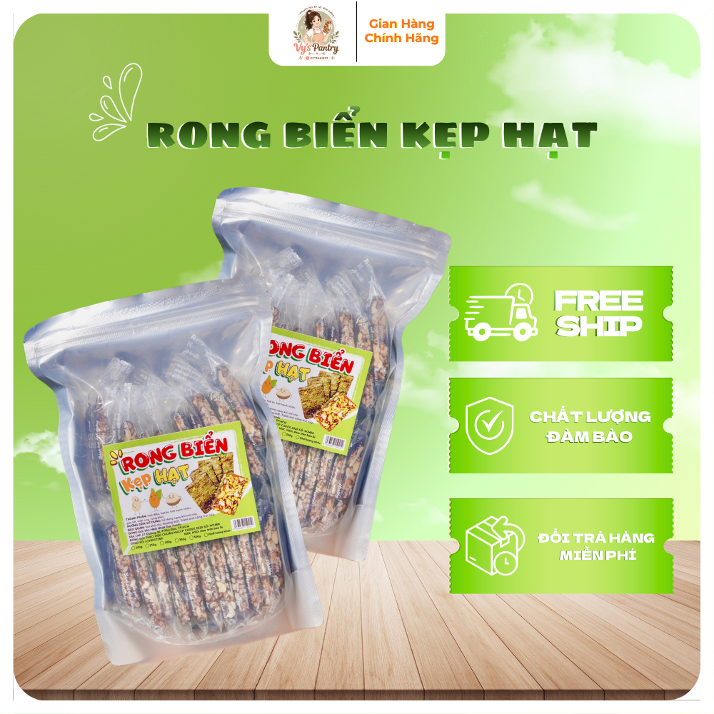 Rong Biển Kẹp Hạt Dinh Dưỡng 500g - Rong Biển Kẹp Hạnh Nhân Ăn Vặt Dinh Dưỡng