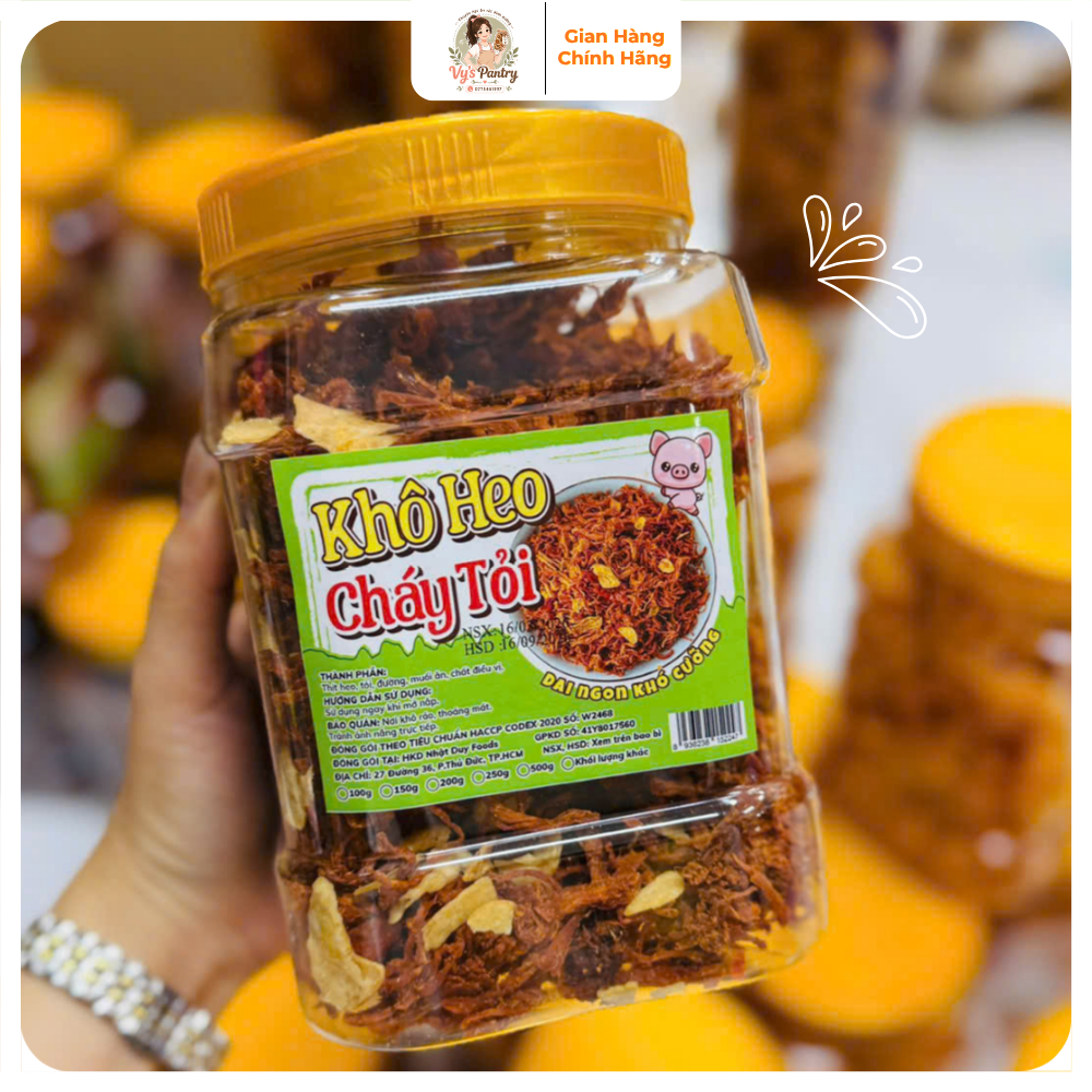 Khô Heo Cháy Tỏi 500g - Heo Khô Cháy Tỏi Cay Ngọt Ăn Vặt