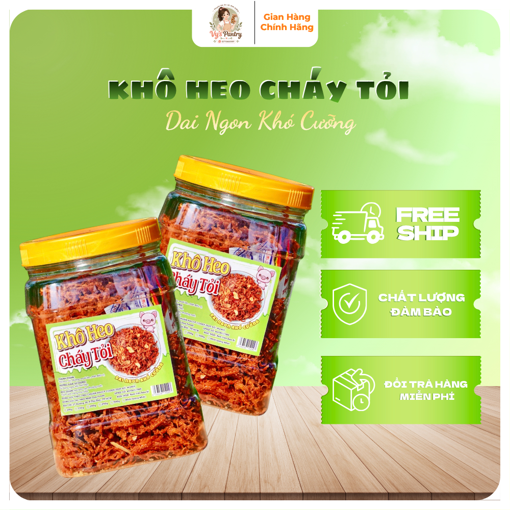 Khô Heo Cháy Tỏi 500g - Heo Khô Cháy Tỏi Cay Ngọt Ăn Vặt