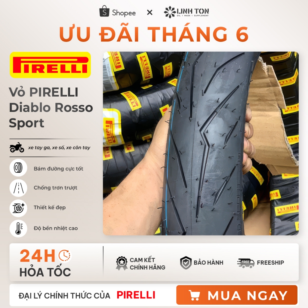 Vỏ lốp xe máy PIRELLI Diablo Rosso Sport đủ size xe ga xe số 60 70 80 ...