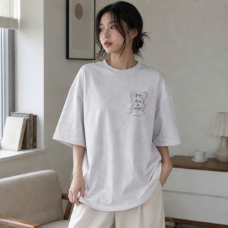 Áo Thun Oversize KONOVA Nữ Nam 100% Cotton Form Rộng In Nơ Less Is More Unisex Mềm Thoáng