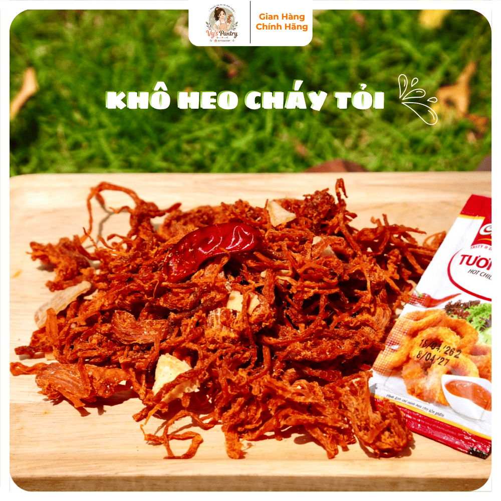 Khô Heo Cháy Tỏi 500g - Heo Khô Cháy Tỏi Cay Ngọt Ăn Vặt