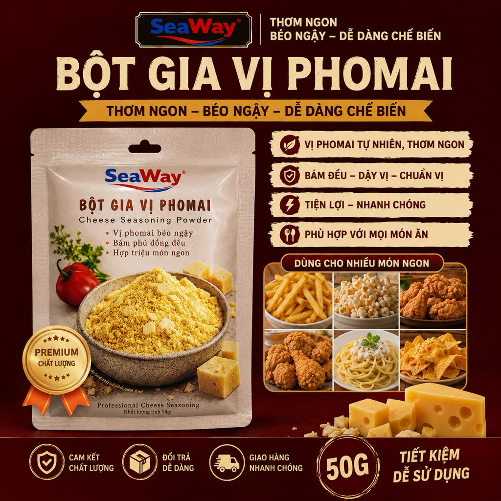 Bột phô mai lắc SeaWay, Lắc khoai tây, gà rán, sốt phô mai - bổ sung Canxi và Protein