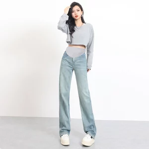 Quần Jean Bầu Larosa Hot Trend 2026 Ống Rộng Có Đáp Bụng Chun Điều Chỉnh Co Giãn LA192Q