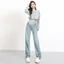 Quần Jean Bầu Larosa Hot Trend 2026 Ống Rộng Có Đáp Bụng Chun Điều Chỉnh Co Giãn LA192Q