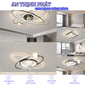 Quạt đèn ốp trần Elip An Thịnh Phát 1m1 x 50cm - Đèn quạt ốp trần xoay đảo 360 hiện đại dành cho trần nhà thấp