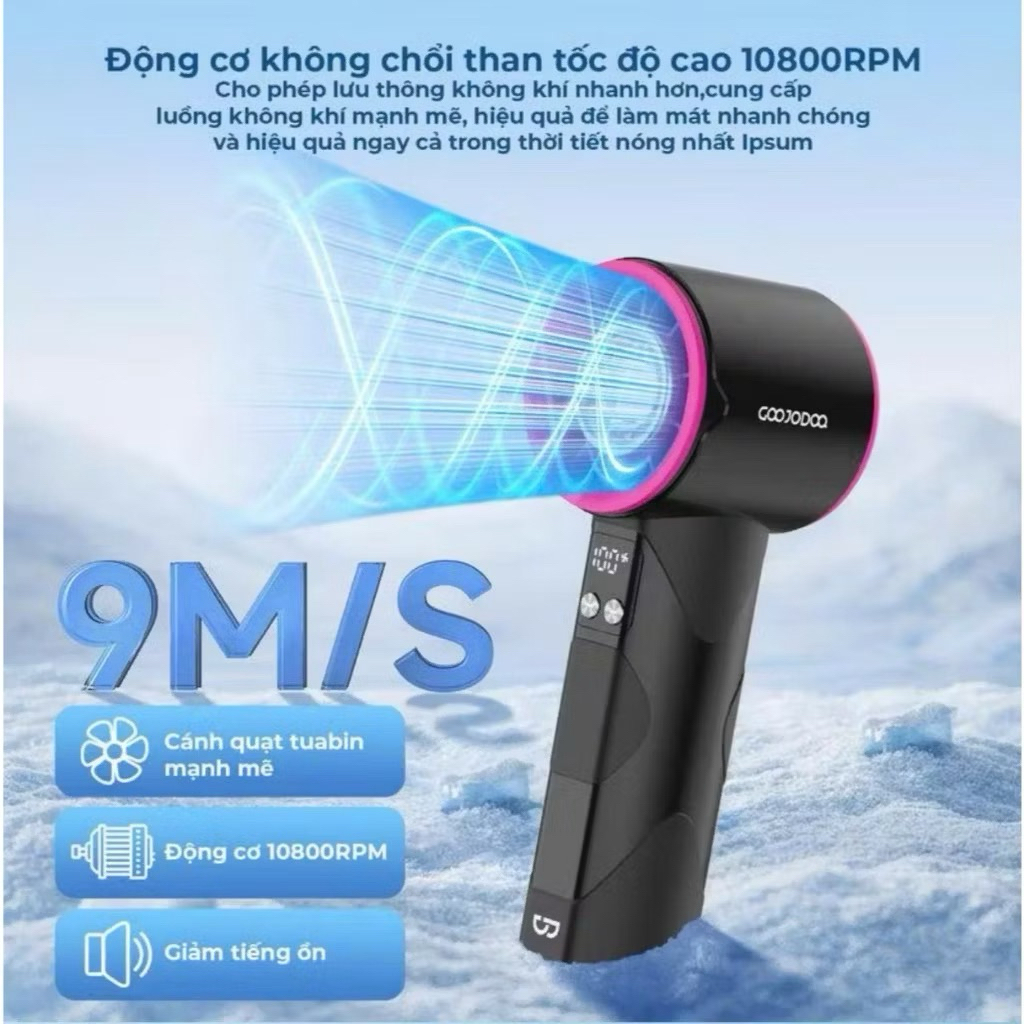 GOJODOQ Quạt cầm tay gió mecha đa năng với tốc độ tối đa 10800 vòng/phút và 100 tốc độ gió, có khóa kim loại và đèn pin