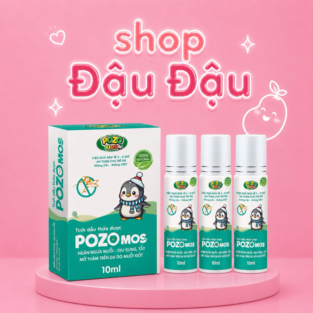 Thanh Lăn Thảo Dược Xua Muỗi PozoMos Hỗ Trợ Xua Đuổi Muỗi cho bé yêu, Dưỡng Ẩm Da lọ 10ml