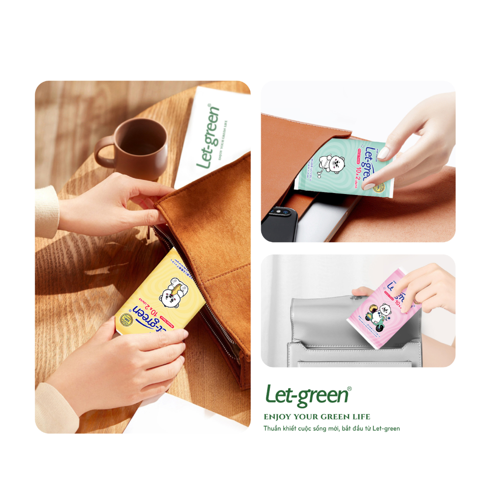[Hàng Chính Hãng] Lốc 3 Gói Khăn Giấy Bỏ Túi LET-GREEN 10 Tờ Bột Giấy Nguyên Chất - Nhỏ Gọn Tiện Lợi