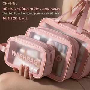 sét3 Túi Đựng Skincare Đi Du Lịch Size Lớn - Washbag Đựng Đồ Makeup Sức Chứa Khủng, Dày Dặn Cao Cấp