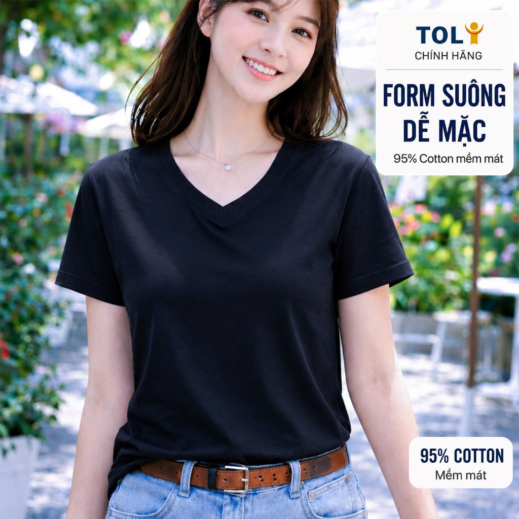Áo thun nữ cổ Tim TOLI BSA11 – Cotton mềm, form suông gọn dáng, dễ phối mặc mỗi ngày