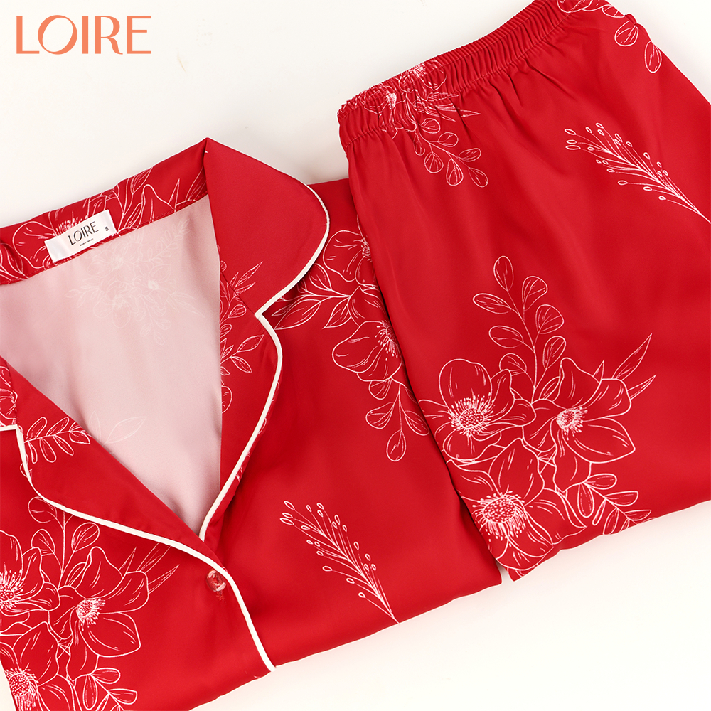 Bộ Mặc Nhà Loirechic FDMN260392 Chất Lụa Pháp Mát Mịn In Hoa Tiết Hoa