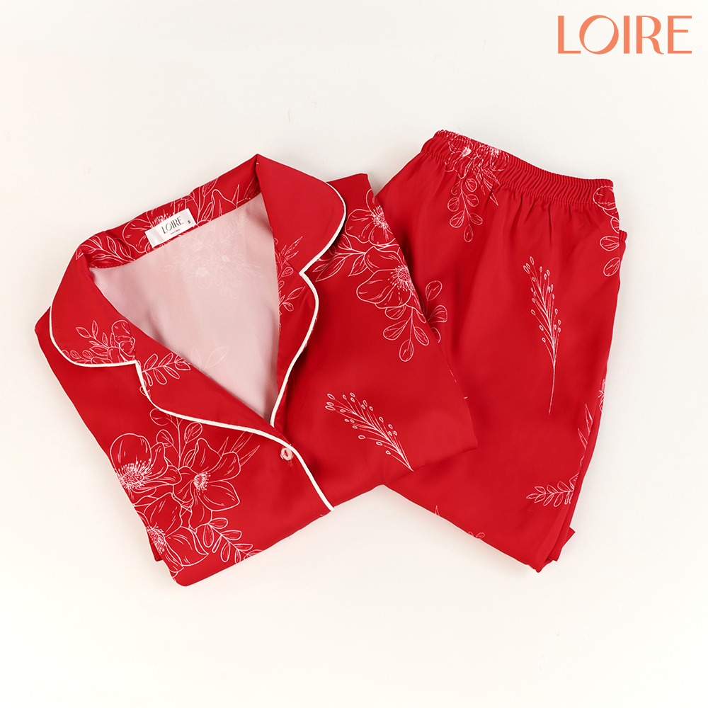Bộ Mặc Nhà Loirechic FDMN260392 Chất Lụa Pháp Mát Mịn In Hoa Tiết Hoa