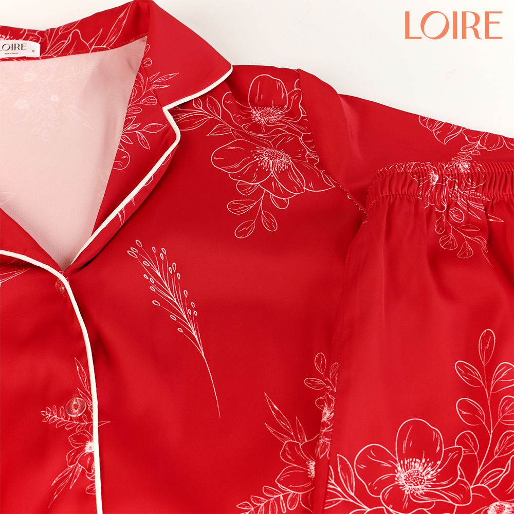 Bộ Mặc Nhà Loirechic FDMN260392 Chất Lụa Pháp Mát Mịn In Hoa Tiết Hoa