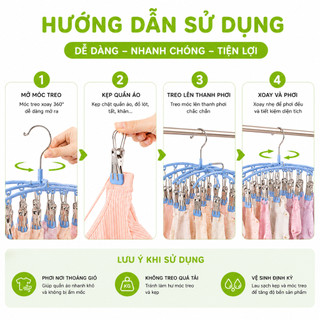 Móc Treo Phơi Đồ Lót Xoay 360 Độ Chống Gió GD129 - Giá Phơi Đa Năng Phù Hợp Phơi Tất Khăn Đồ Em Bé