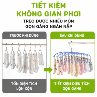 Móc Treo Phơi Đồ Lót Xoay 360 Độ Chống Gió GD129 - Giá Phơi Đa Năng Phù Hợp Phơi Tất Khăn Đồ Em Bé