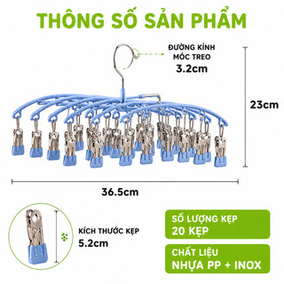 Móc Treo Phơi Đồ Lót Xoay 360 Độ Chống Gió GD129 - Giá Phơi Đa Năng Phù Hợp Phơi Tất Khăn Đồ Em Bé