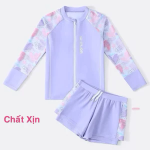 Đồ bơi mẹ bé giữ nhiệt sz 10-60kg quần 2 lớp, đồ bơi cho bé gái phong cách thể thao, bikini 2 mảnh cho bé khoá kéo