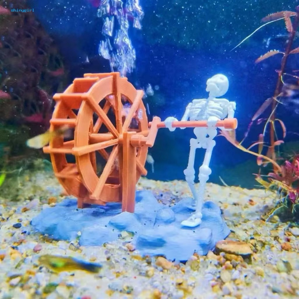 (KHÔNG KÈM MÁY) Mô Hình Skeleton Sủi Oxy Hồ Cá In 3D | Tượng Bộ Xương Trang Trí Bể Cá Kèm Guồng Nước