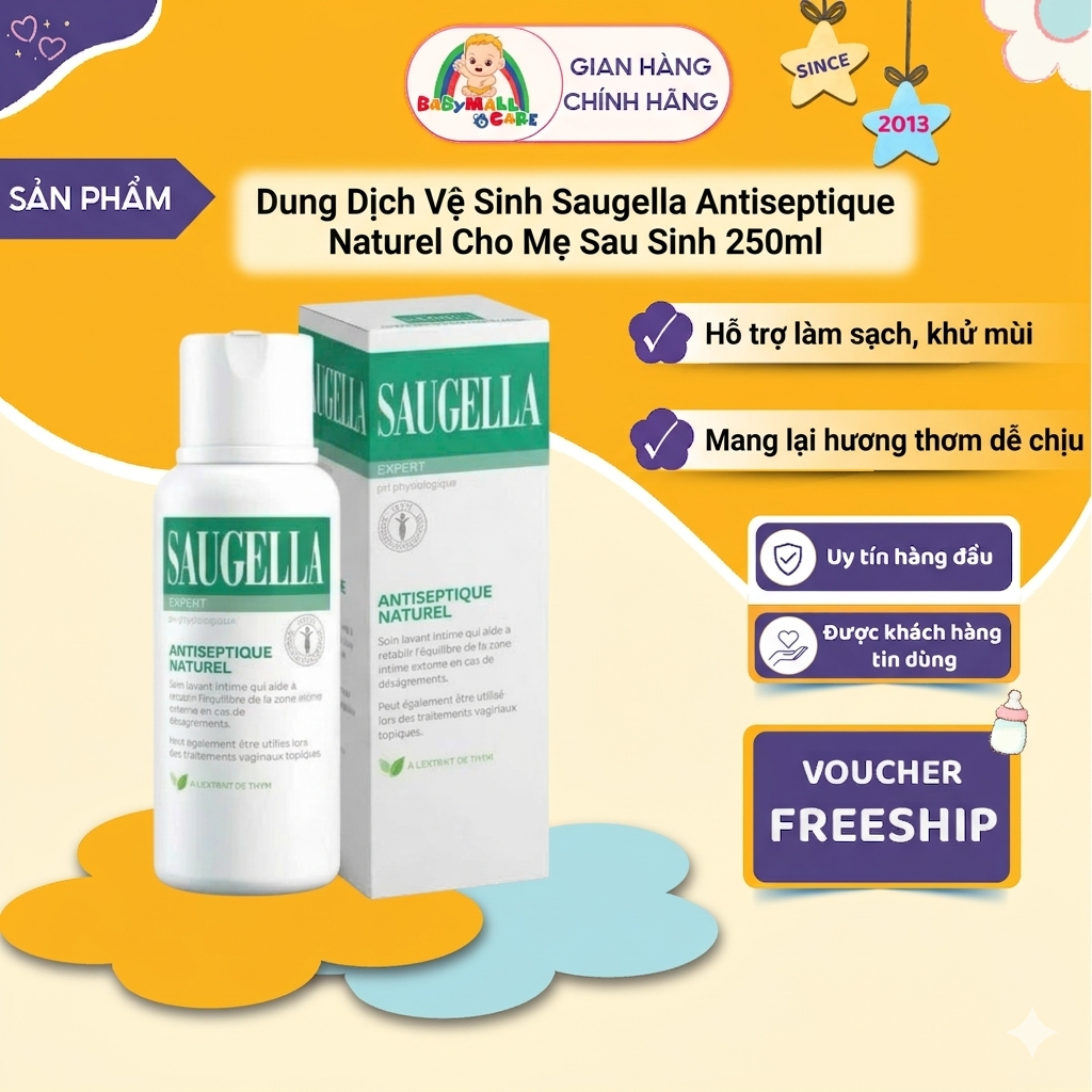 Dung Dịch Vệ Sinh Saugella Antiseptique Naturel Cho Mẹ Sau Sinh 250ml | Babymall & Care