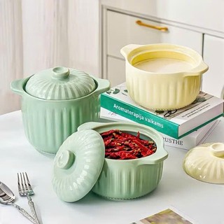 Hũ Đựng Mỡ, Đựng Cơm, Đựng Canh, Gia Vị Bằng Sứ Có Tay Cầm Và Nắp Đậy Dung Tích 1L và 1,5L