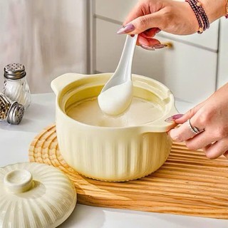 Hũ Đựng Mỡ, Đựng Cơm, Đựng Canh, Gia Vị Bằng Sứ Có Tay Cầm Và Nắp Đậy Dung Tích 1L và 1,5L