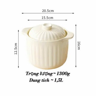 Hũ Đựng Mỡ, Đựng Cơm, Đựng Canh, Gia Vị Bằng Sứ Có Tay Cầm Và Nắp Đậy Dung Tích 1L và 1,5L