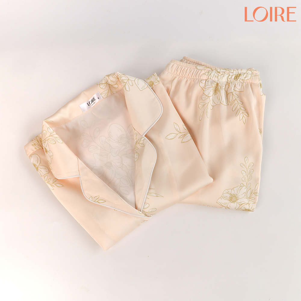 Bộ Mặc Nhà Loirechic FDMN260391 Chất Lụa Mát Mịn Họa Tiết Hoa Bản To