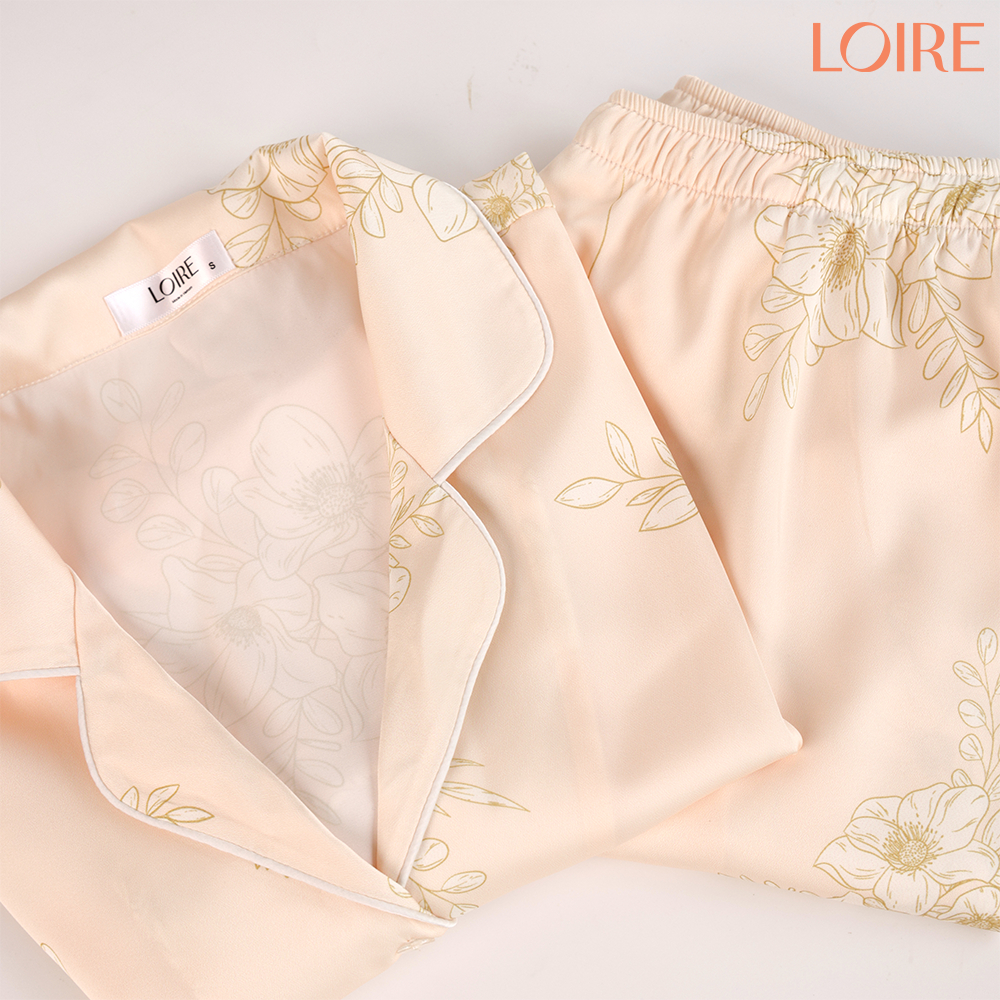 Bộ Mặc Nhà Loirechic FDMN260391 Chất Lụa Mát Mịn Họa Tiết Hoa Bản To