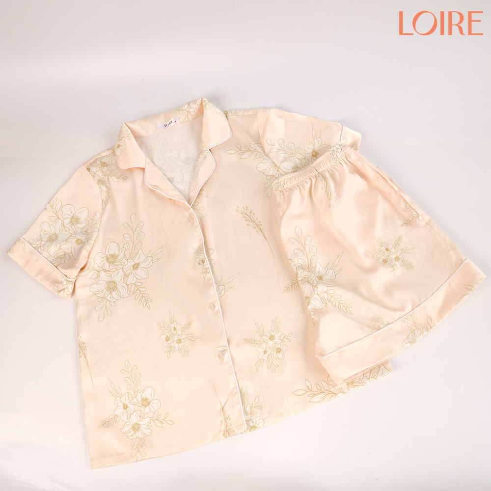 Bộ Mặc Nhà Loirechic FDMN260391 Chất Lụa Mát Mịn Họa Tiết Hoa Bản To