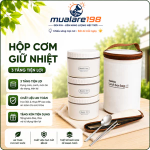 Hộp đựng cơm giữ nhiệt loại 3 tầng inox, hộp cơm văn phòng tiện lợi nhỏ gọn