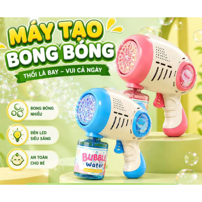 (KÈM PIN) Máy Bắn Bong Bóng Xà Phòng Tự Động Súng phun bong bóng nhiều kiểu dáng cho bé tặng kèm xa phòng