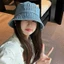Mũ chống nắng vải jean bucket chữ minmin