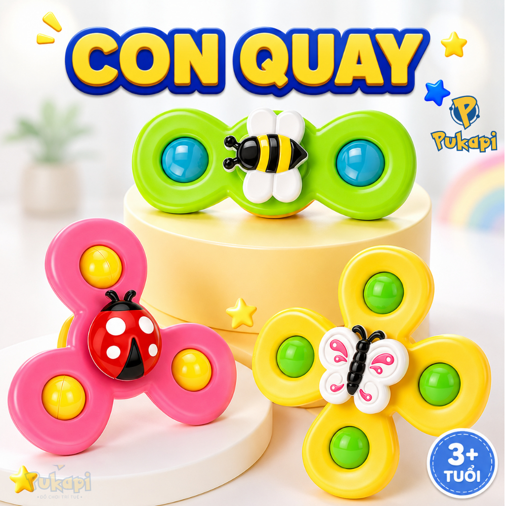 Set 3 Đồ Chơi Con Quay Spinner Con Quay Gắn Tường Chong Chóng Dính Tường Lục Lạc Âm Thanh Vui Nhộn-Đồ Chơi Cho Bé PUKAPI