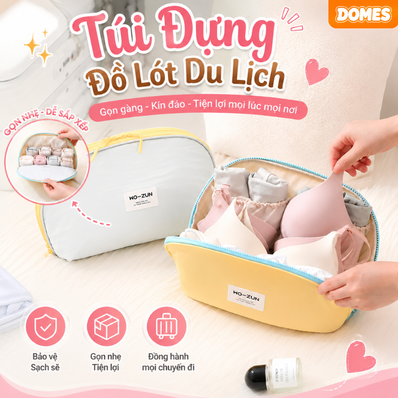 Túi Đựng Đồ Cá Nhân Du Lịch 3in1 Chống Thấm, Túi Đựng Nội Y, Đồ Lót, Tất Vớ Vải Cao Cấp Tiện Lợi