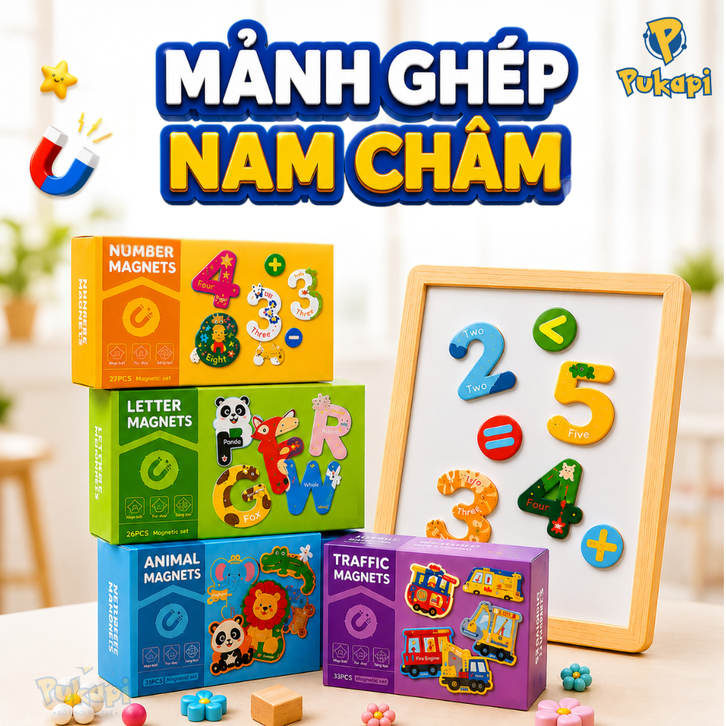 Bộ Mảnh Ghép Nam Châm Nam Châm Dính Bảng Bảng Chữ Cái Nhiều Chủ Đề Đồ Chơi Giáo Dục -Đồ Chơi Cho Bé PUKAPI